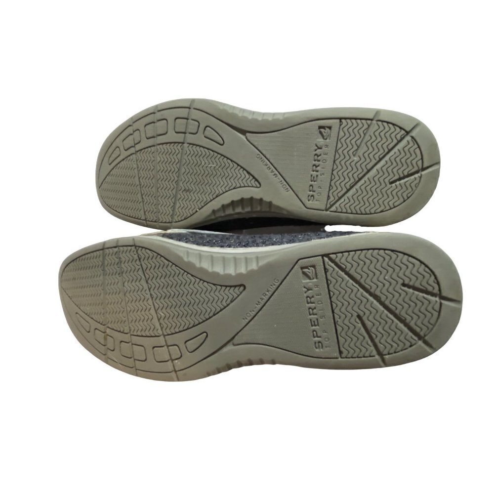 Sperry Top Sider Taupe Leather Gray Sequin‎ Slip On Boat Shoes Sz 8 1/2 - Picture 9 of 10